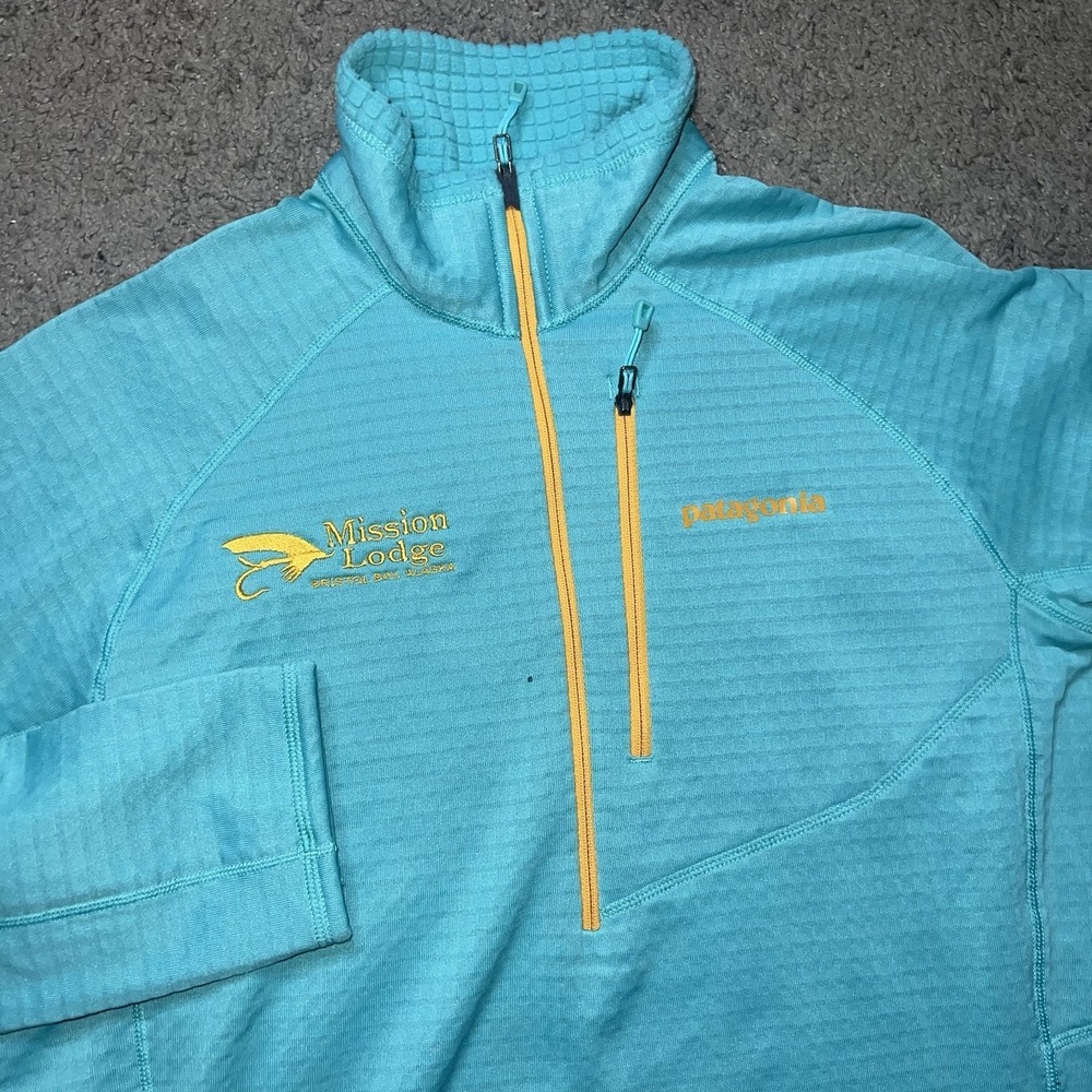 Patagonia Women's R1 Pullover Vjosa Light Blue Zip Fleece Regulator Polartec M
